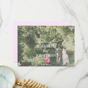 Klassische Minimalistische Hochzeit mit rosa Rose Dankeskarte