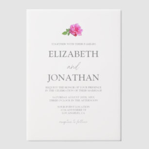 Klassische Minimalistische Hochzeit mit rosa Rose Pergament Einladungen