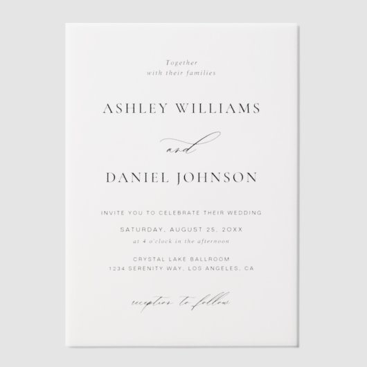 Klassische Minimalistische Hochzeit Pergament Einladungen (Vorderseite)