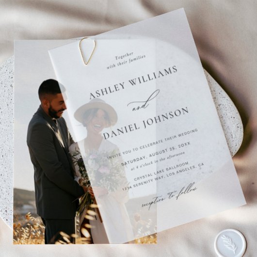 Klassische Minimalistische Hochzeit Pergament Einladungen