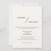 Klassische Minimalistische Hochzeitseinladung Einladung (Vorderseite)