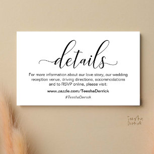 Klassische minimalistische Hochzeitsinformationen Begleitkarte