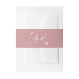 Klassische Minimalistische Monogram Rosa Hochzeit Einladungsbanderole