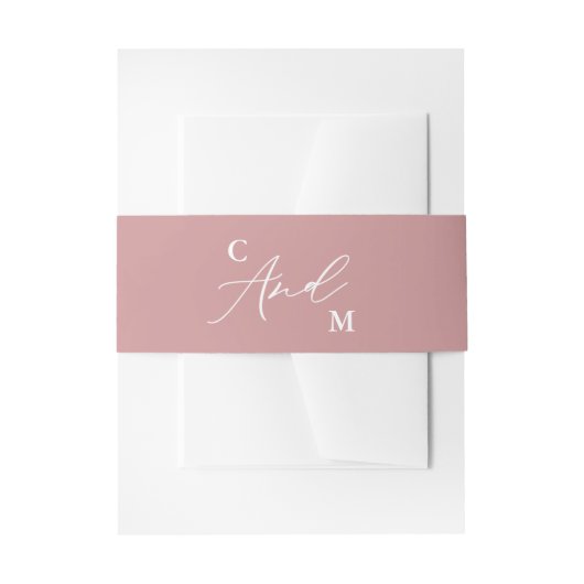 Klassische Minimalistische Monogram Rosa Hochzeit Einladungsbanderole (Vorderseite Beispiel)