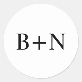 Klassische Minimalistische Monogramm-Hochzeit Runder Aufkleber