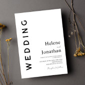 Klassische Minimalistische Schwarz-Weiß-Hochzeit Einladung