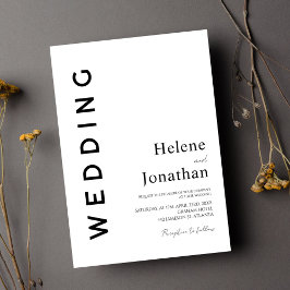 Klassische Minimalistische Schwarz-Weiß-Hochzeit Einladung