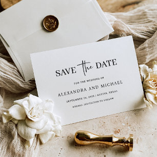 Klassische minimalistische schwarze und weiße Hoch Save The Date
