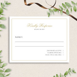 Klassische Minimalistische Script Black and Gold W RSVP Karte