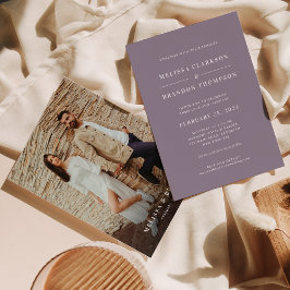 Klassische Minimalistische Soft Lila Foto Hochzeit Einladung