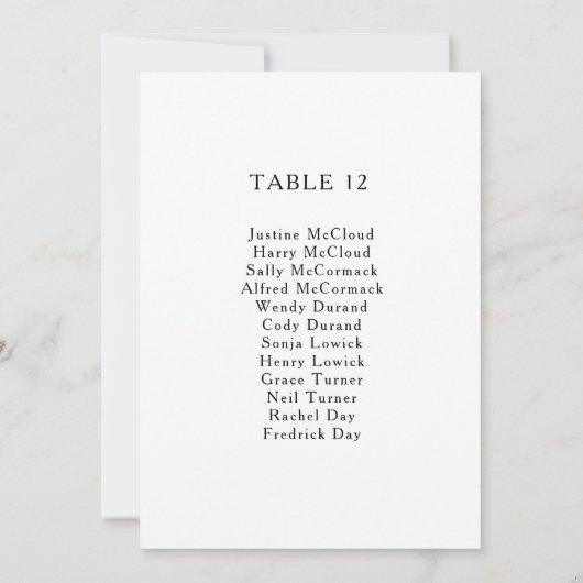Klassische Minimalistische Tischnummer (Rückseite)
