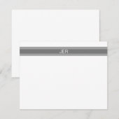 Klassische Mit Monogramm Initiale Moderne Grau Mitteilungskarte (Vorne/Hinten)