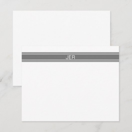 Klassische Mit Monogramm Initiale Moderne Grau Mitteilungskarte (Vorne/Hinten)