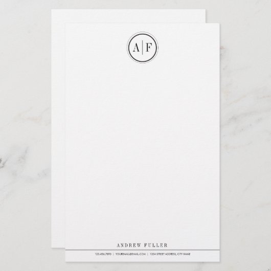 Klassische Mit Monogramm Stationery Briefpapier (Vorne/Hinten)