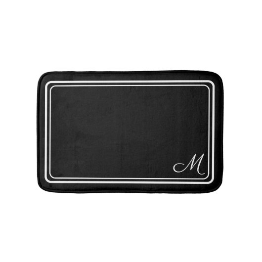 Klassische Mit Monogramm trendy Black & White Badematte (Vorderseite)