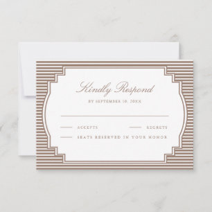 Klassische Mocha-Braun gestreifte Hochzeit RSVP Karte