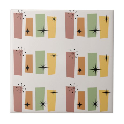 Klassische moderne 50er l Sternexplosion Retro Fliese (Vorderseite)