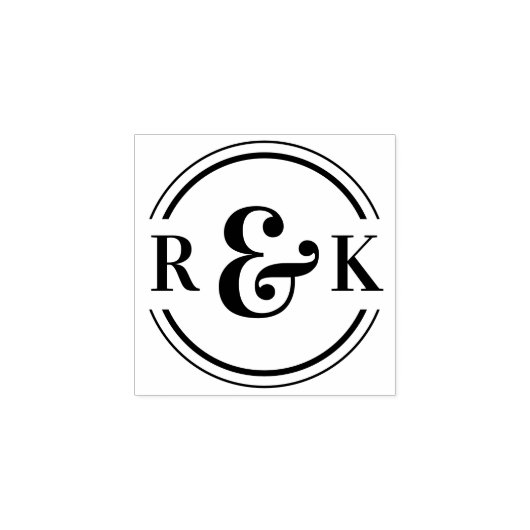 Klassische moderne Ampere und zwei Monogramm-Initi Gummistempel (Prägung)