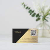 Klassische moderne Black & Gold DETAILS QR Code We Begleitkarte (Stehend Vorderseite)