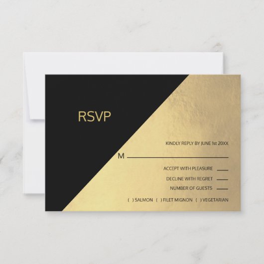 Klassische moderne Black & Gold Foil UAWG Hochzeit RSVP Karte (Vorderseite)