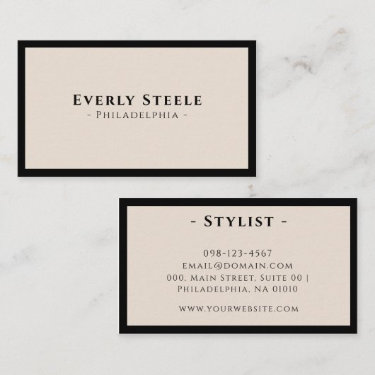 Klassische moderne Black Ivory Elegante Stylist Se Visitenkarte (Vorne/Hinten)