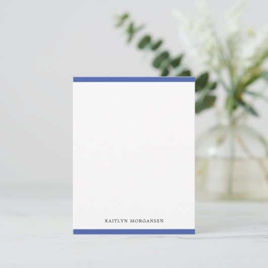 Klassische moderne, blaue Grenze Personalisiert Mitteilungskarte (Stehend Vorderseite)