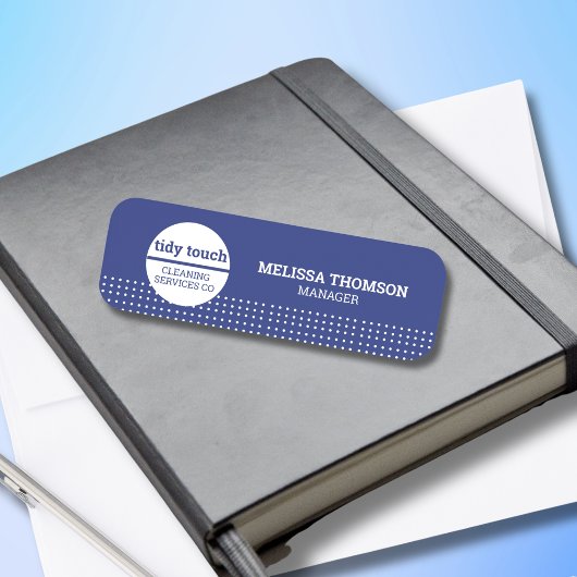 Klassische moderne Blue Polka Dots Cleaning Servic Namensschild