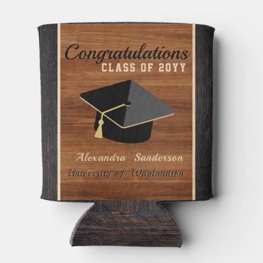 Klassische, moderne Braunholz-Graduierungskappe ka Dosenkühler (Rückseite)