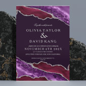 Klassische moderne Burgund & Lila Silberhochzeit Einladung