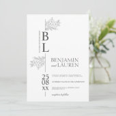 Klassische Moderne Elegante Blumenweiße Hochzeit Einladung (Stehend Vorderseite)