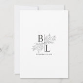 Klassische Moderne Elegante Blumenweiße Hochzeit Einladung (Rückseite)