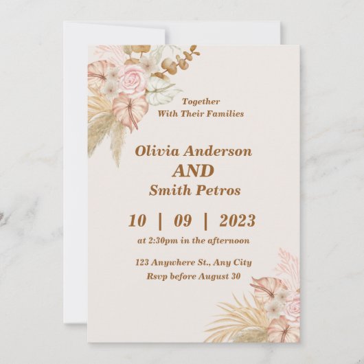 Klassische Moderne Elegante Minimalistische Blumen Einladung (Vorderseite)