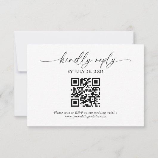 Klassische moderne, elegante Script QR Code Hochze RSVP Karte (Vorderseite)
