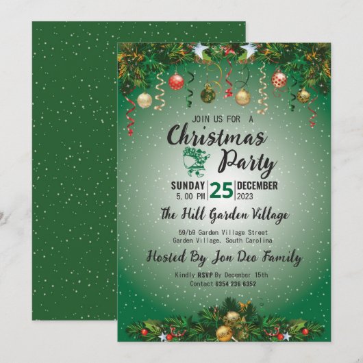 Klassische Moderne Ferien Elegante Weihnachten Einladung (Vorne/Hinten)