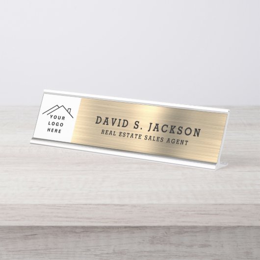 Klassische moderne Führungskraft Gold Beruflich Schreibtischnamensplakette (Vorderseite )