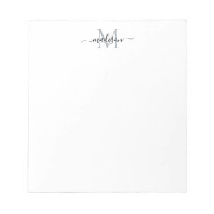 Klassische moderne Girly Script Monogram Black Gra Notizblock