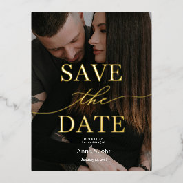 Klassische, moderne Gold Foil Save the Date Card Folien Feiertagspostkarte