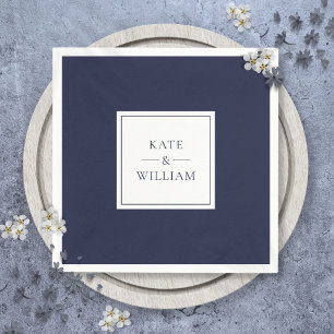 Klassische moderne Hochzeit in Marineblau Serviette