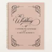 Klassische moderne Kalligrafie, Beige & Schwarze S Planer (Vorderseite)