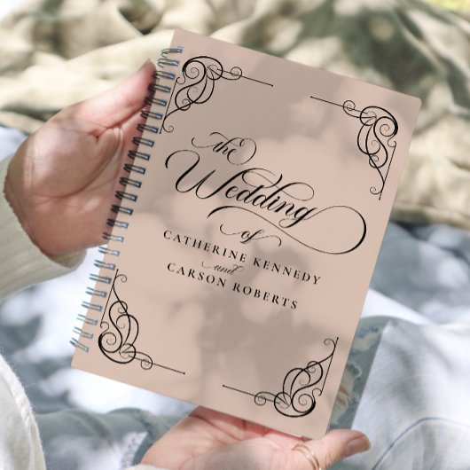 Klassische moderne Kalligrafie, Beige & Schwarze S Planer