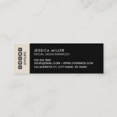 Klassische moderne Layout Schwarz & Beige Social M Mini Visitenkarte (Rückseite)