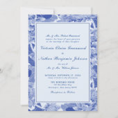 Klassische Moderne Retro Blaue Chinoiserie Hochzei Einladung (Vorderseite)