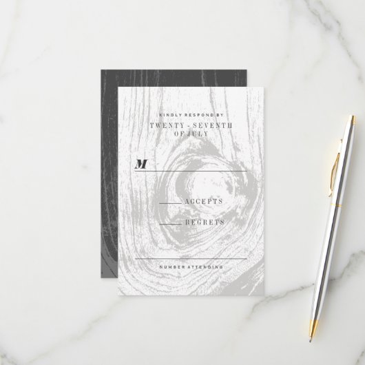 Klassische Moderne Rustikale Winterhochzeit RSVP Karte (Vorderseite/Rückseite Beispiel)