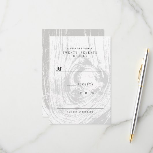 Klassische Moderne Rustikale Winterhochzeit RSVP Karte (Vorderseite/Rückseite Beispiel)