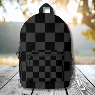 Klassische, moderne Schwarz-Smoky-Schwarz-Schachbr Bedruckter Rucksack