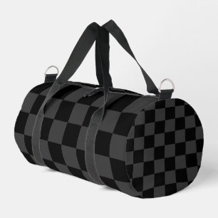 Klassische, moderne Schwarz-Smoky-Schwarz-Schachbr Duffle Bag