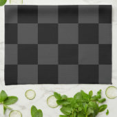 Klassische, moderne Schwarz-Smoky-Schwarz-Schachbr Geschirrtuch (Gefaltet)