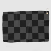 Klassische, moderne Schwarz-Smoky-Schwarz-Schachbr Golfhandtuch (Horizontal)