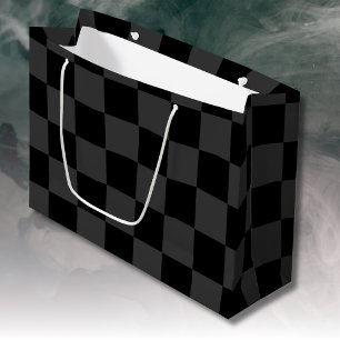 Klassische, moderne Schwarz-Smoky-Schwarz-Schachbr Große Geschenktüte