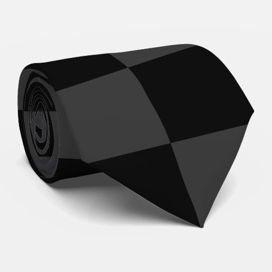 Klassische, moderne Schwarz-Smoky-Schwarz-Schachbr Krawatte (Gerollt)